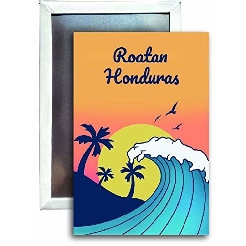 Roatan Honduras Souvenir 2x3 Fridge Magnet Wave Design
