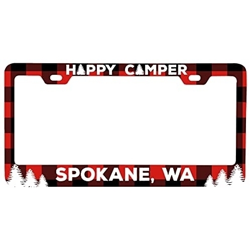 Spokane Washington Car Metal License Plate Frame Plaid Design