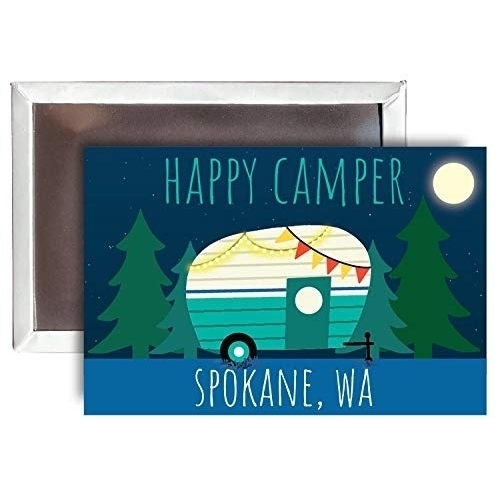 Spokane Washington Souvenir 2x3-Inch Fridge Magnet Happy Camper Design