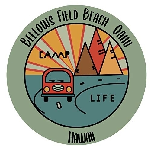 Bellows Field Beach Oahu Hawaii Souvenir 2 Inch Vinyl Decal Sticker Camping Design