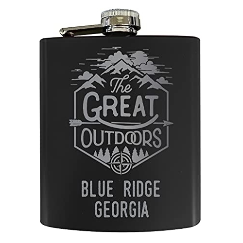 Blue Ridge Georgia Laser Engraved Explore The Outdoors Souvenir 7 Oz Stainless Steel 7 Oz Flask Black