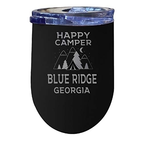 Blue Ridge Georgia Souvenir 12 Oz Black Laser Etched Insulated Wine Stainless Steel Tumbler
