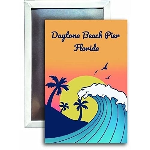Daytona Beach Pier Florida Souvenir 2x3 Fridge Magnet Wave Design