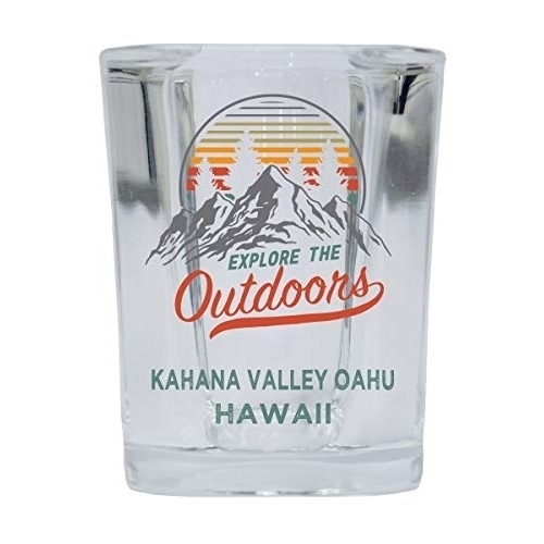 Kahana Valley Oahu Hawaii Explore The Outdoors Souvenir 2 Ounce Square Base Liquor Shot Glass