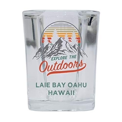 Laie Bay Oahu Hawaii Explore The Outdoors Souvenir 2 Ounce Square Base Liquor Shot Glass