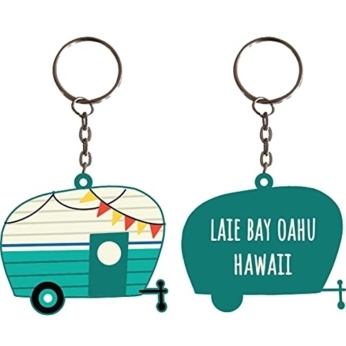 Laie Bay Oahu Hawaii Souvenir Camper Metal Keychain