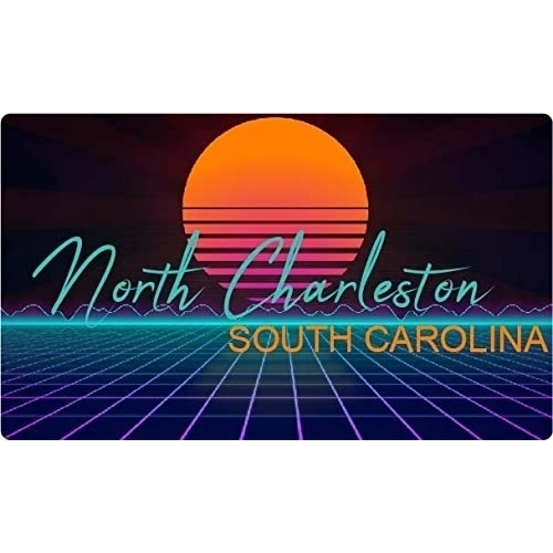 North Charleston South Carolina 4 X 2.25-Inch Fridge Magnet Retro Neon Design