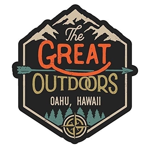 Oahu Hawaii The Great Outdoors Design 4-Inch Vinyl Decal Sticker