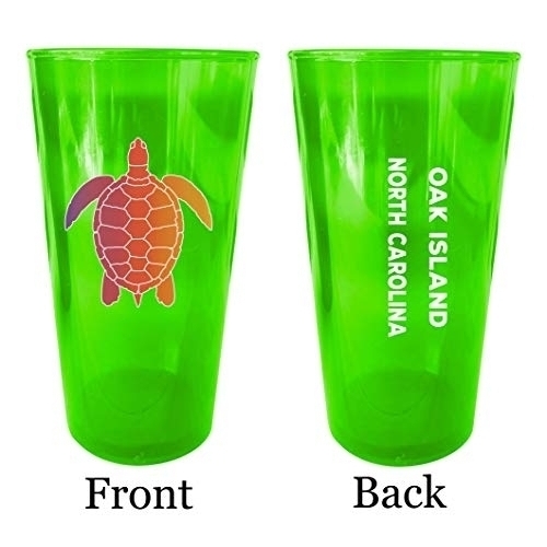 Oahu Hawaii Souvenir 16 Oz Green Plastic Pint Glass 4-Pack