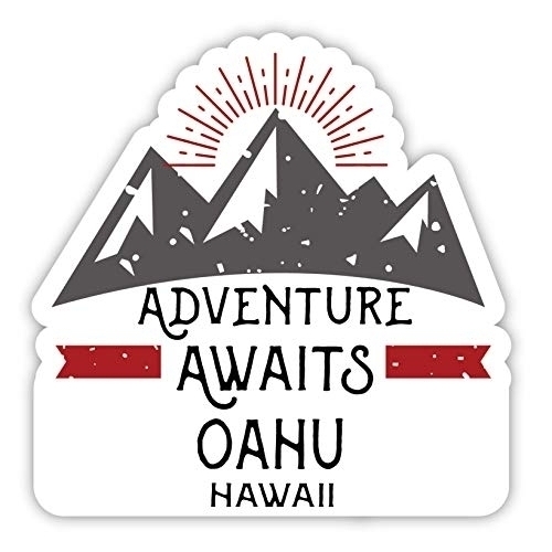Oahu Hawaii Souvenir 2-Inch Vinyl Decal Sticker Adventure Awaits Design