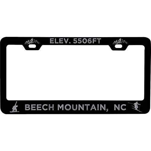 R And R Imports Beech Mountain North Carolina Etched Metal License Plate Frame Black