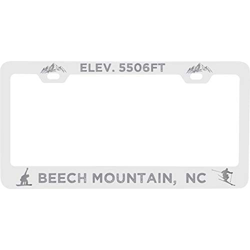 R And R Imports Beech Mountain North Carolina Etched Metal License Plate Frame White