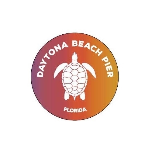 Daytona Beach Pier Florida 4 Inch Round Decal Sticker Turtle Design
