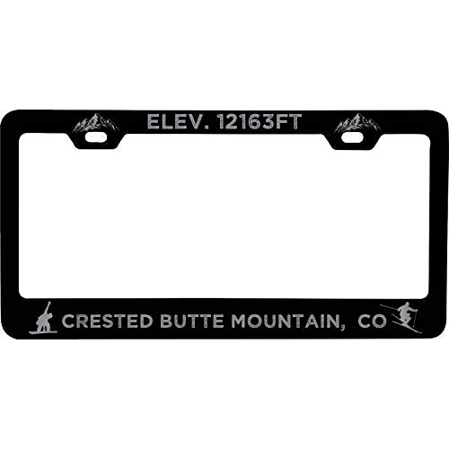 R And R Imports Crested Butte Mountain Colorado Etched Metal License Plate Frame Black