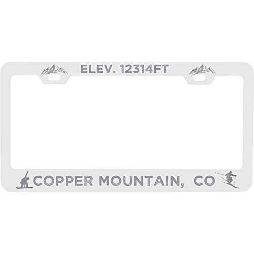 R And R Imports Copper Mountain Colorado Etched Metal License Plate Frame White