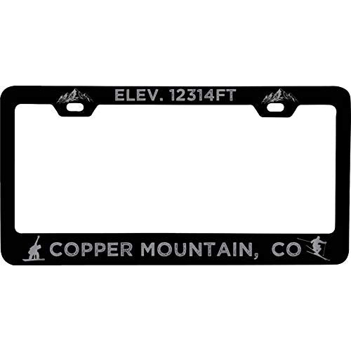 R And R Imports Copper Mountain Colorado Etched Metal License Plate Frame Black