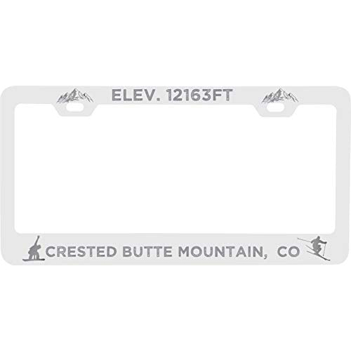 R And R Imports Crested Butte Mountain Colorado Etched Metal License Plate Frame White