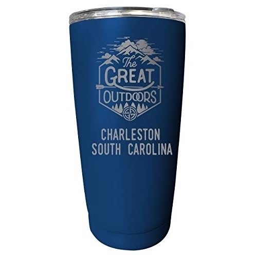 R And R Imports Charleston South Carolina Etched 16 Oz Stainless Steel Insulated Tumbler Outdoor Adventure Design Navy.