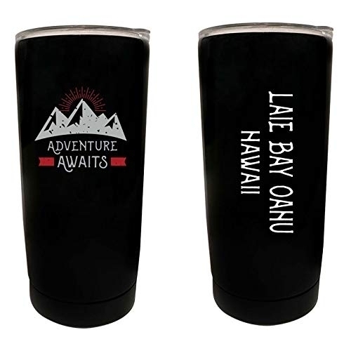 R And R Imports Laie Bay Oahu Hawaii Souvenir 16 Oz Stainless Steel Insulated Tumbler Adventure Awaits Design Black.