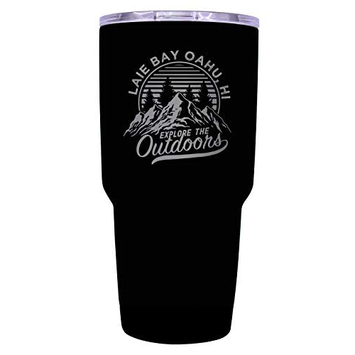 Laie Bay Oahu Hawaii Souvenir Laser Engraved 24 Oz Insulated Stainless Steel Tumbler Black.