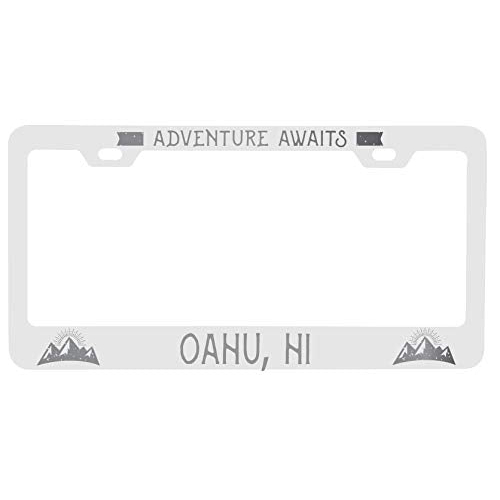 R And R Imports Oahu Hawaii Laser Engraved Metal License Plate Frame Adventures Awaits Design