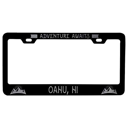 R And R Imports Oahu Hawaii Laser Etched Vanity Black Metal License Plate Frame