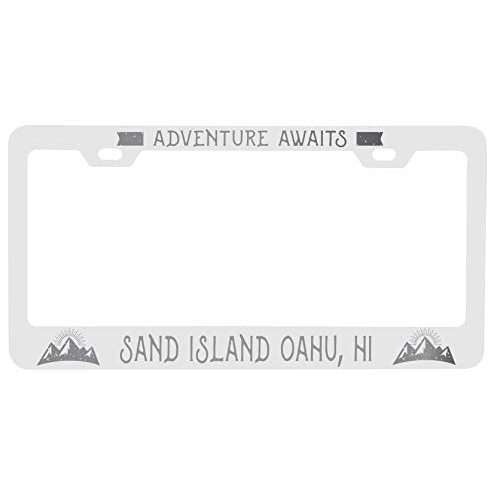 R And R Imports Sand Island Oahu Hawaii Laser Engraved Metal License Plate Frame Adventures Awaits Design