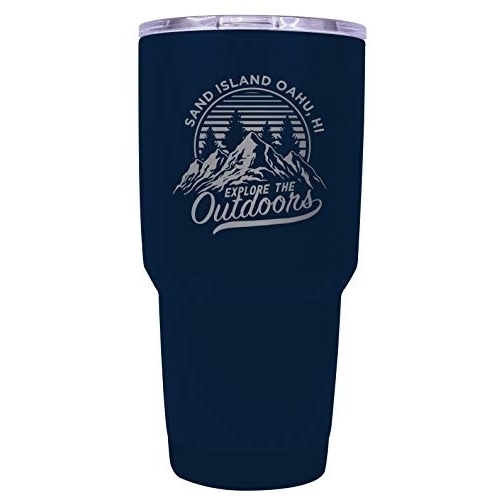 Sand Island Oahu Hawaii Souvenir Laser Engraved 24 Oz Insulated Stainless Steel Tumbler Navy.