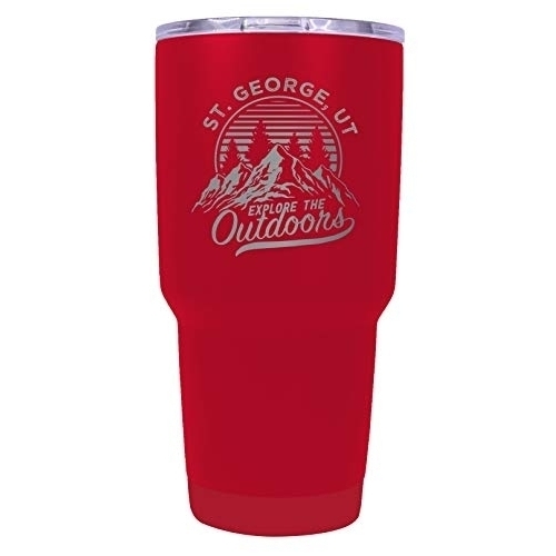 St. George Utah Souvenir Laser Engraved 24 Oz Insulated Stainless Steel Tumbler Red.