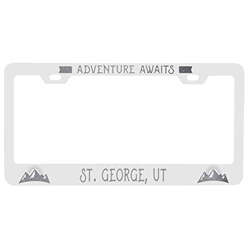 R And R Imports St. George Utah Laser Engraved Metal License Plate Frame Adventures Awaits Design