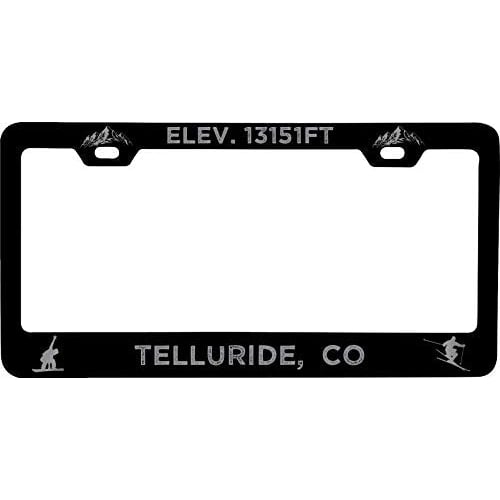 R And R Imports Telluride Colorado Etched Metal License Plate Frame Black