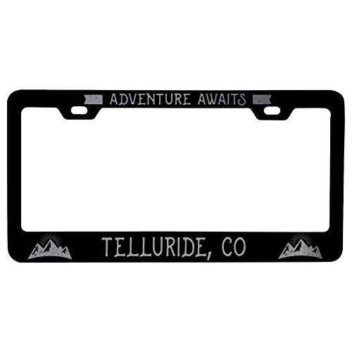 R And R Imports Telluride Colorado Laser Etched Vanity Black Metal License Plate Frame