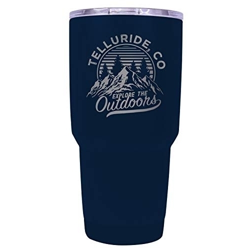 Telluride Colorado Souvenir Laser Engraved 24 Oz Insulated Stainless Steel Tumbler Navy.