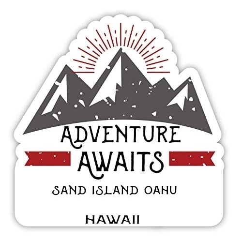Sand Island Oahu Hawaii Souvenir 2-Inch Vinyl Decal Sticker Adventure Awaits Design