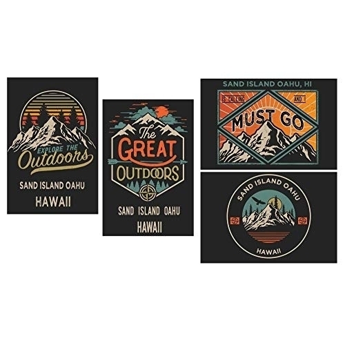 Sand Island Oahu Hawaii Souvenir 2x3 Inch Fridge Magnet The Great Outdoors Design 4-Pack