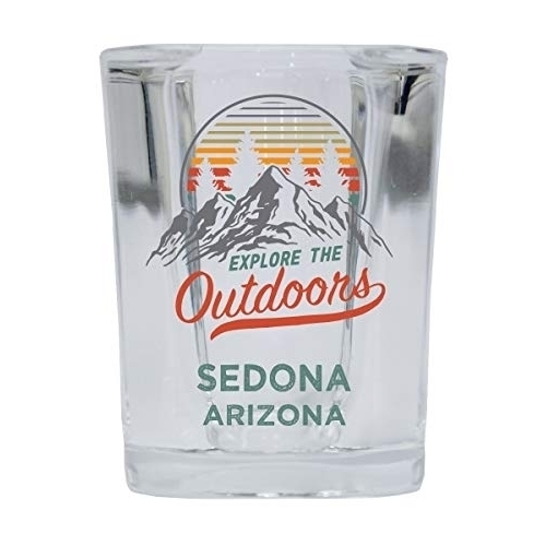 Sedona Arizona Explore The Outdoors Souvenir 2 Ounce Square Base Liquor Shot Glass