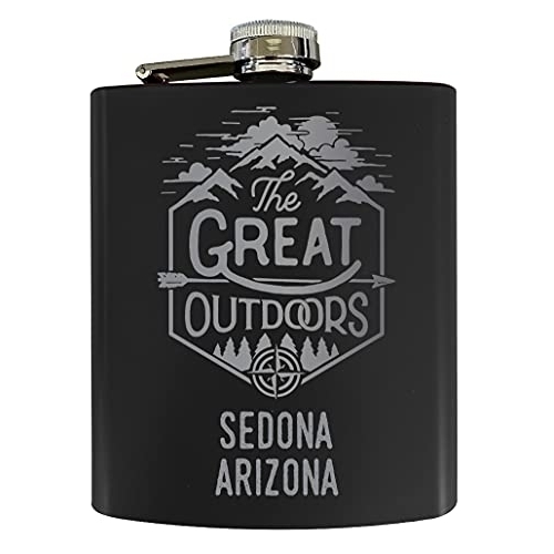 Sedona Arizona Laser Engraved Explore The Outdoors Souvenir 7 Oz Stainless Steel 7 Oz Flask Black