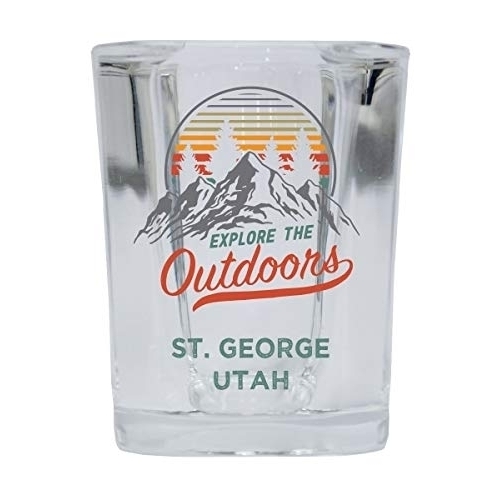 St. George Utah Explore The Outdoors Souvenir 2 Ounce Square Base Liquor Shot Glass