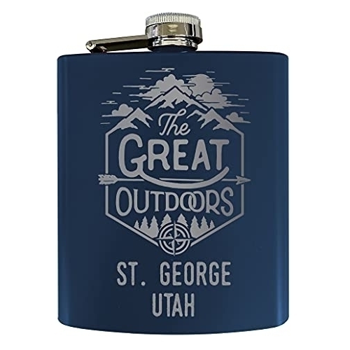 St. George Utah Laser Engraved Explore The Outdoors Souvenir 7 Oz Stainless Steel 7 Oz Flask Navy