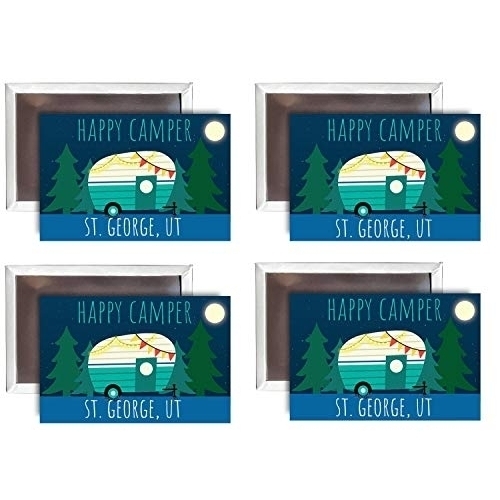 St. George Utah Souvenir 2x3-Inch Fridge Magnet Happy Camper Design 4-Pack