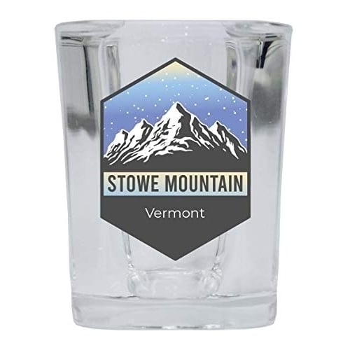 Stowe Mountain Vermont Ski Adventures 2 Ounce Square Base Liquor Shot Glass 4-Pack
