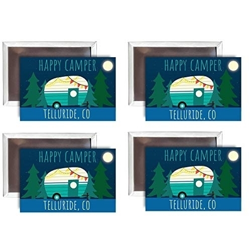 Telluride Colorado Souvenir 2x3-Inch Fridge Magnet Happy Camper Design 4-Pack