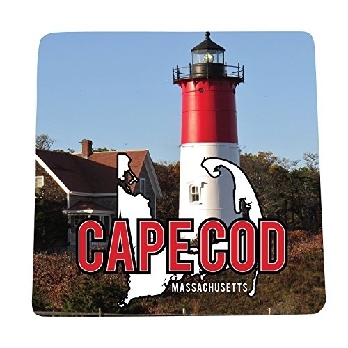 Cape Cod Massachusetts National Seashore Lighthouse Nautical Beach Souvenir Marble Coaster 4 Pack