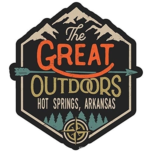 Hot Springs Arkansas The Great Outdoors Design 4-Inch Vinyl Decal Sticker