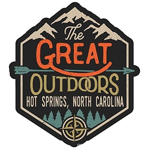 Hot Springs North Carolina The Great Outdoors Design 4-Inch Vinyl Decal Sticker