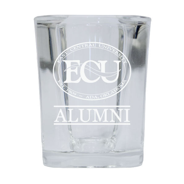 East Central University Tigers Alumni Etched Square Shot Glass