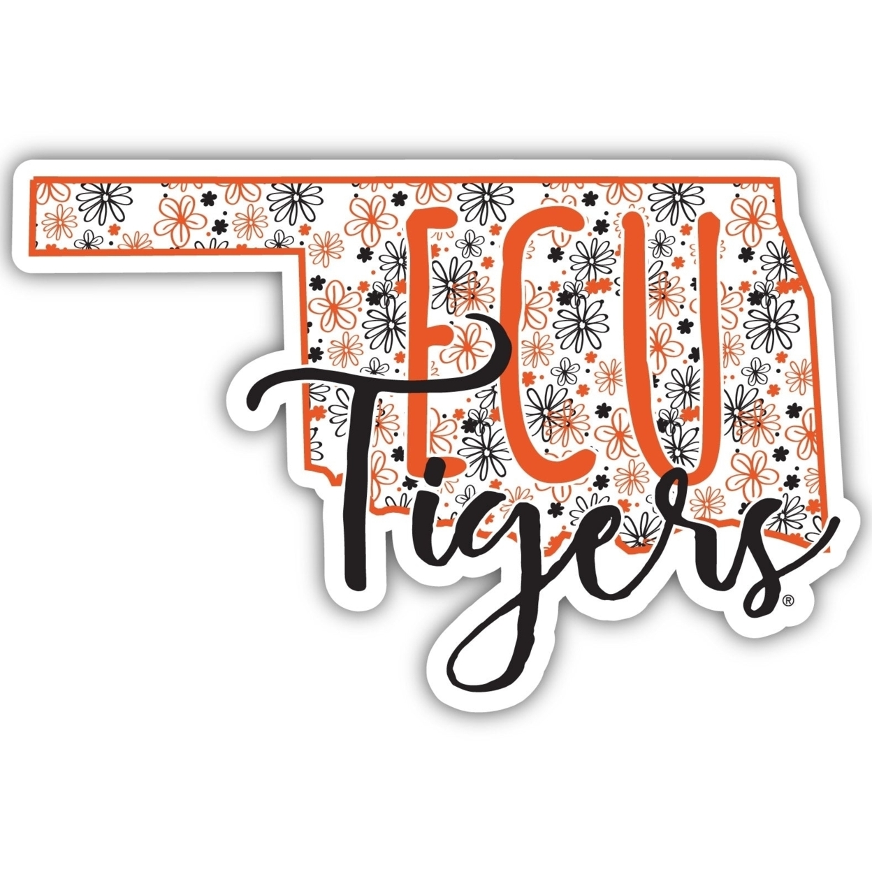 East Central University Tigers Floral State Die Cut Decal 4-Inch