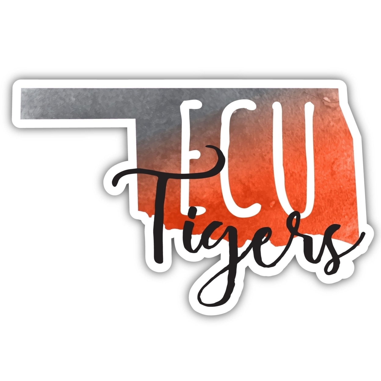 East Central University Tigers Watercolor State Die Cut Decal 4-Inch