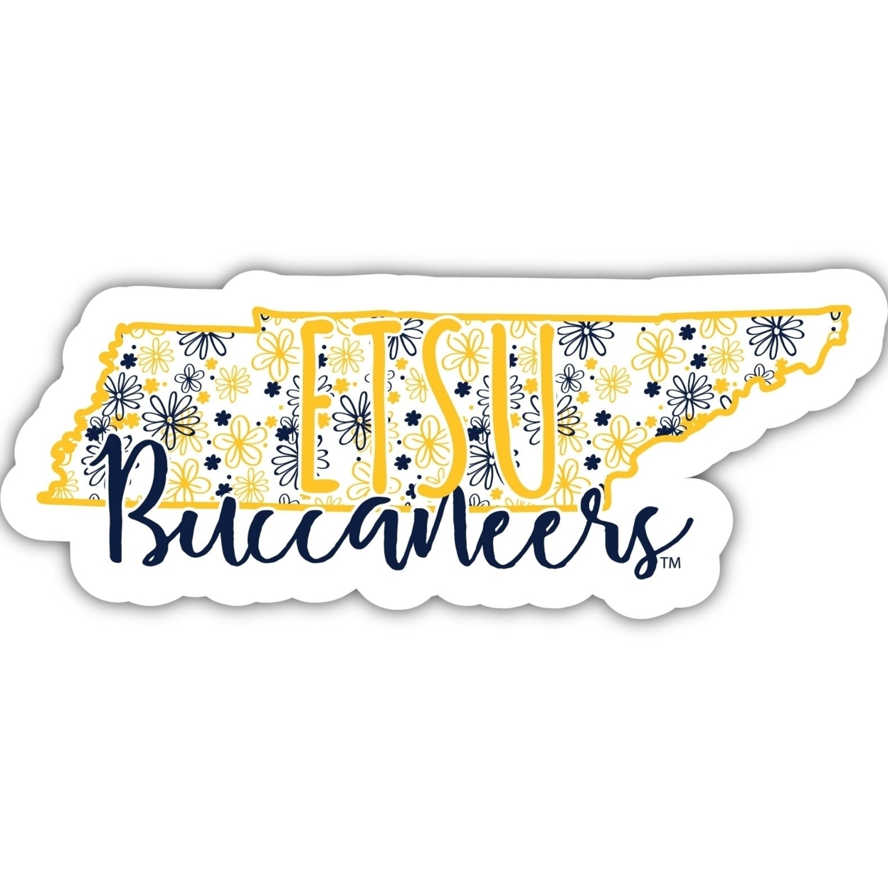 East Tennessee State University Floral State Die Cut Decal 4-Inch