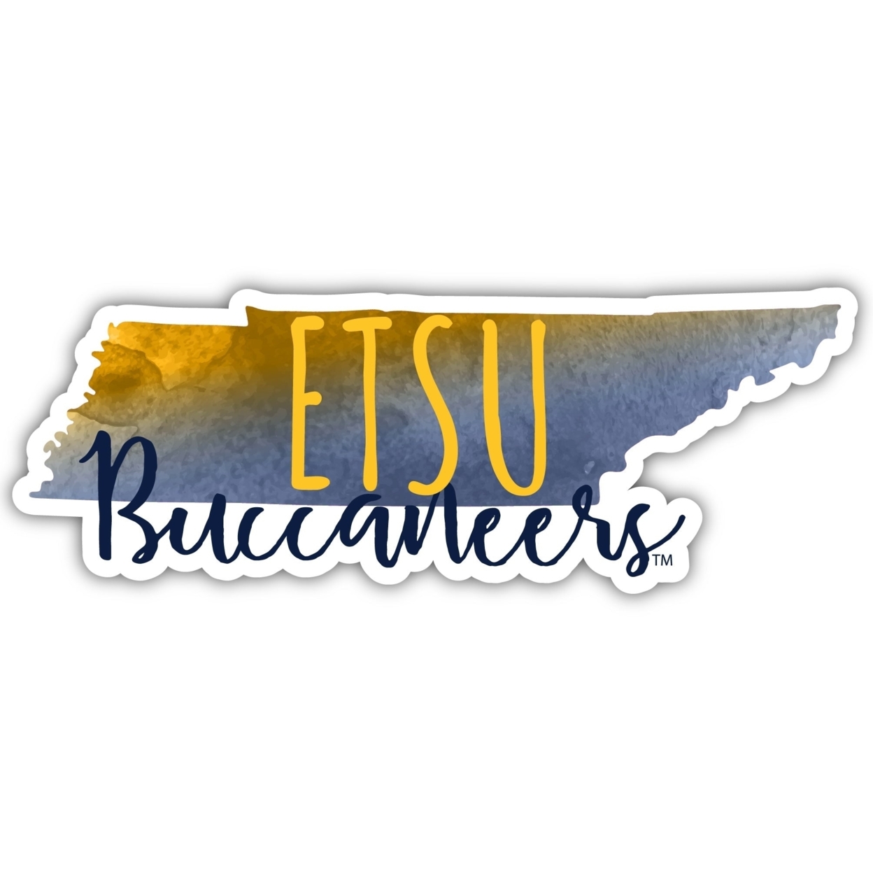 East Tennessee State University Watercolor State Die Cut Decal 2-Inch